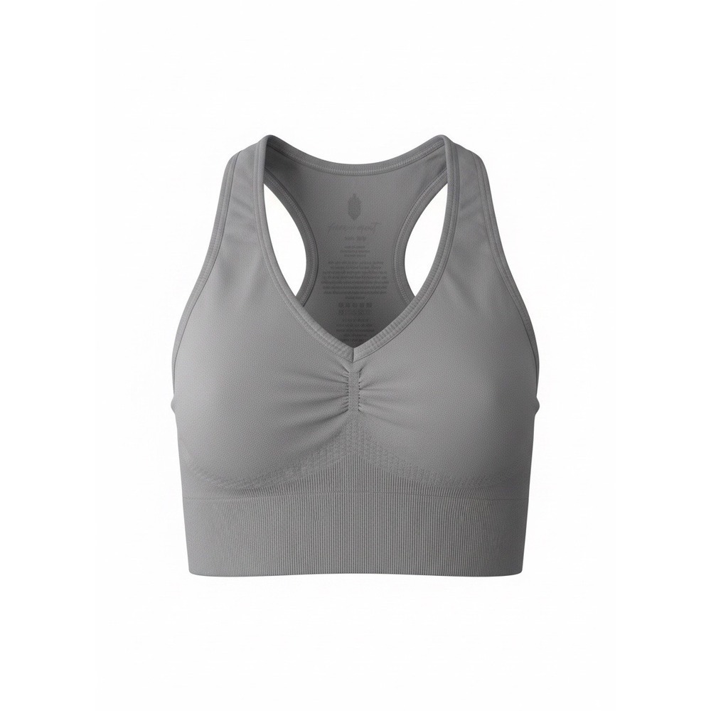 Free People Movement Good Karma Crop Bra Grey V-Neck Racerback XXS/XS